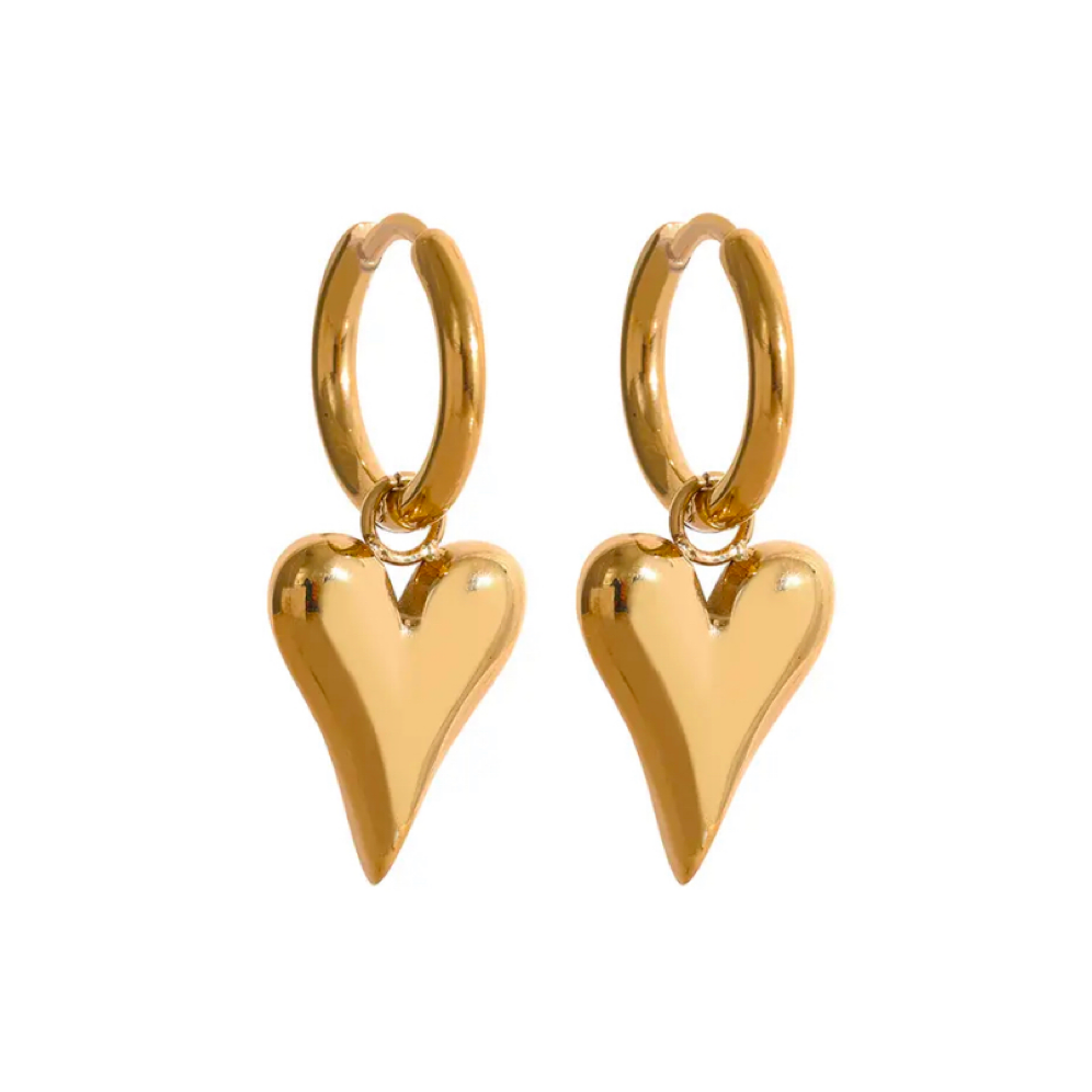 Effie Small Gold Heart Drop Earrings