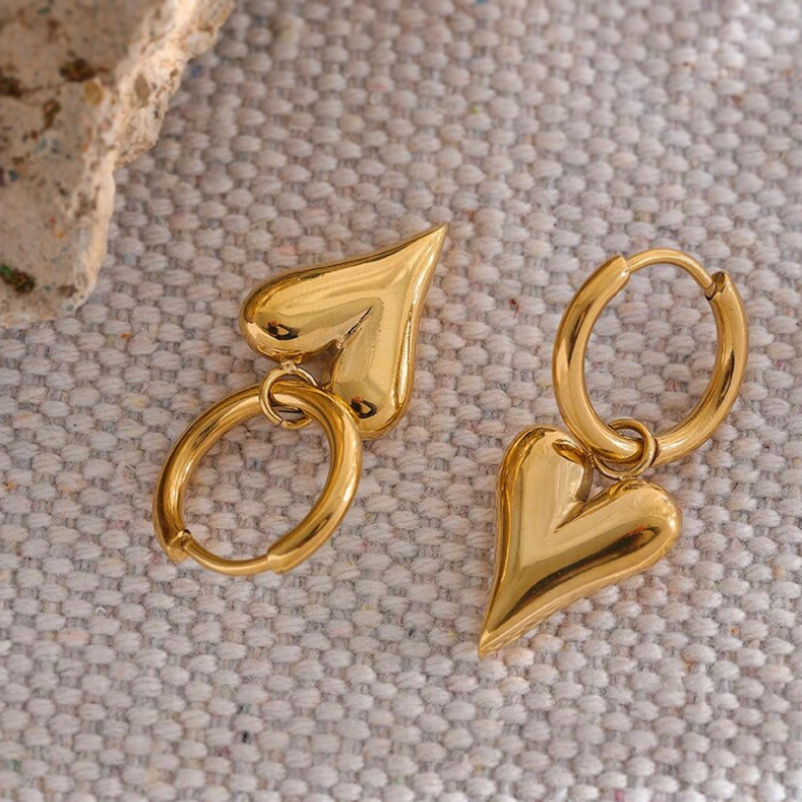 Effie Small Gold Heart Drop Earrings