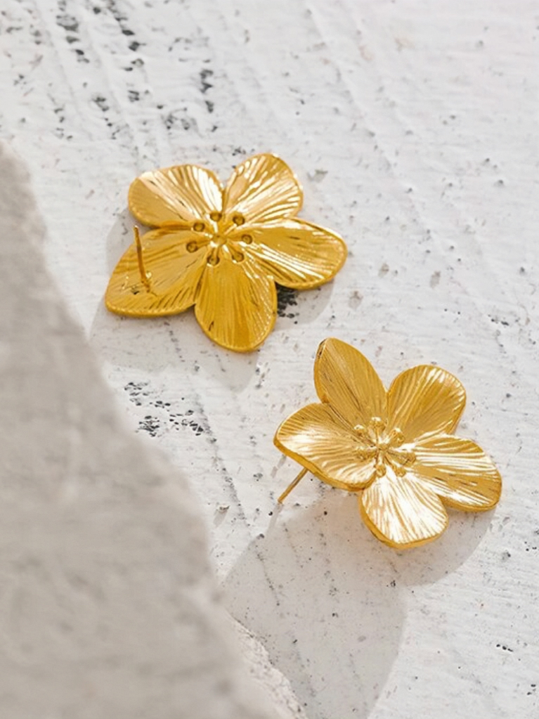 Blossom Gold Flower Statement Earrings