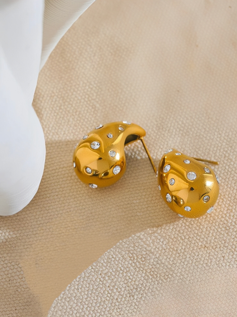 Riveria Crystal Inlaid Teardrop Shape Earrings