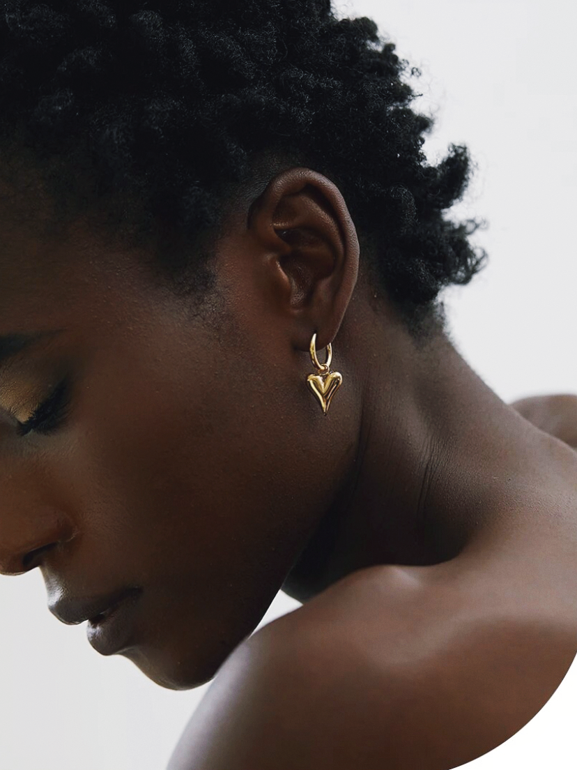 Effie Small Gold Heart Drop Earrings