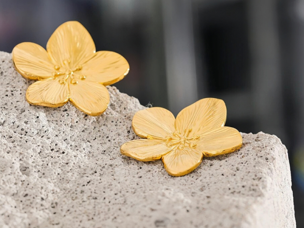 Blossom Gold Flower Statement Earrings