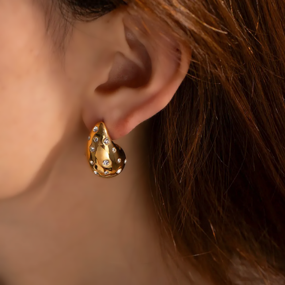 Riveria Crystal Inlaid Teardrop Shape Earrings