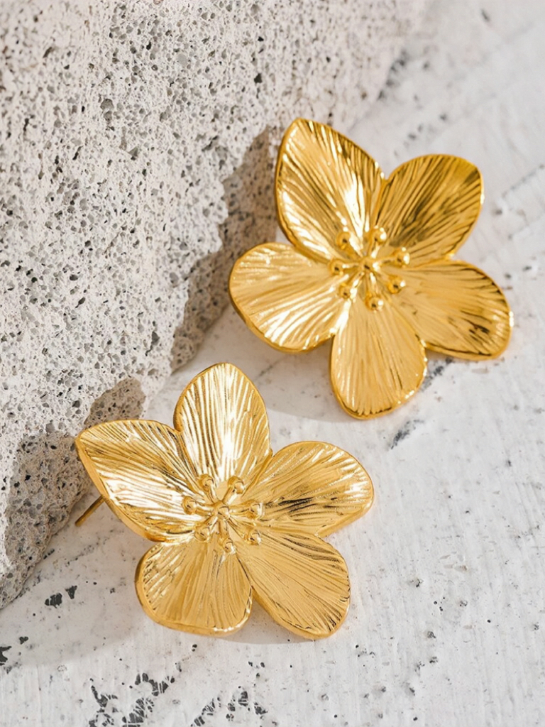 Blossom Gold Flower Statement Earrings