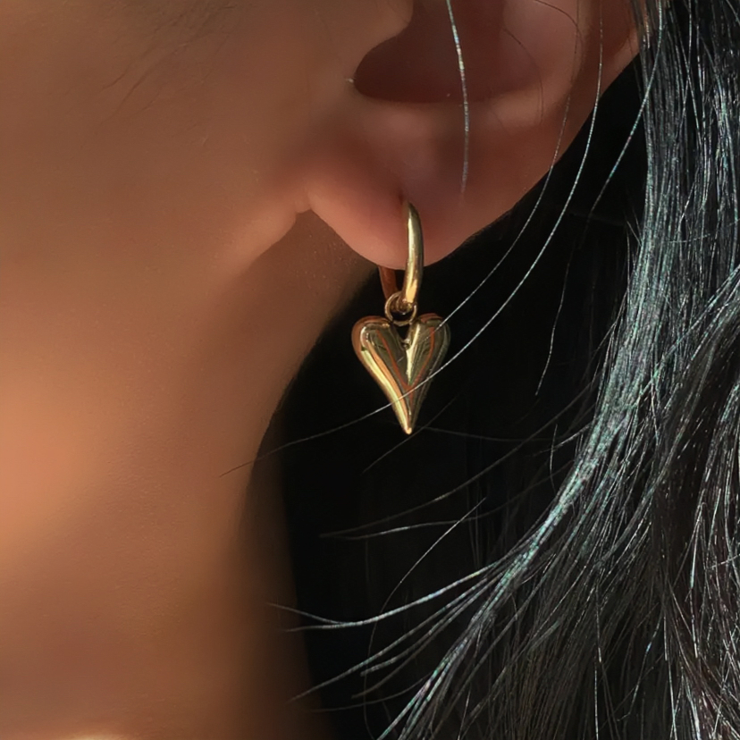 Effie Small Gold Heart Drop Earrings