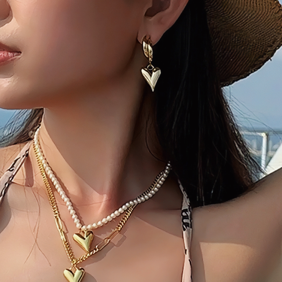 Effie Small Gold Heart Drop Earrings