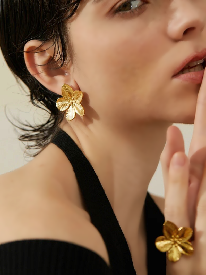 Blossom Gold Flower Statement Earrings