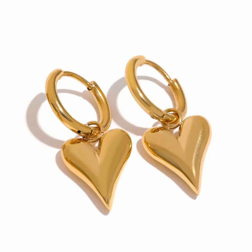 Effie Small Gold Heart Drop Earrings