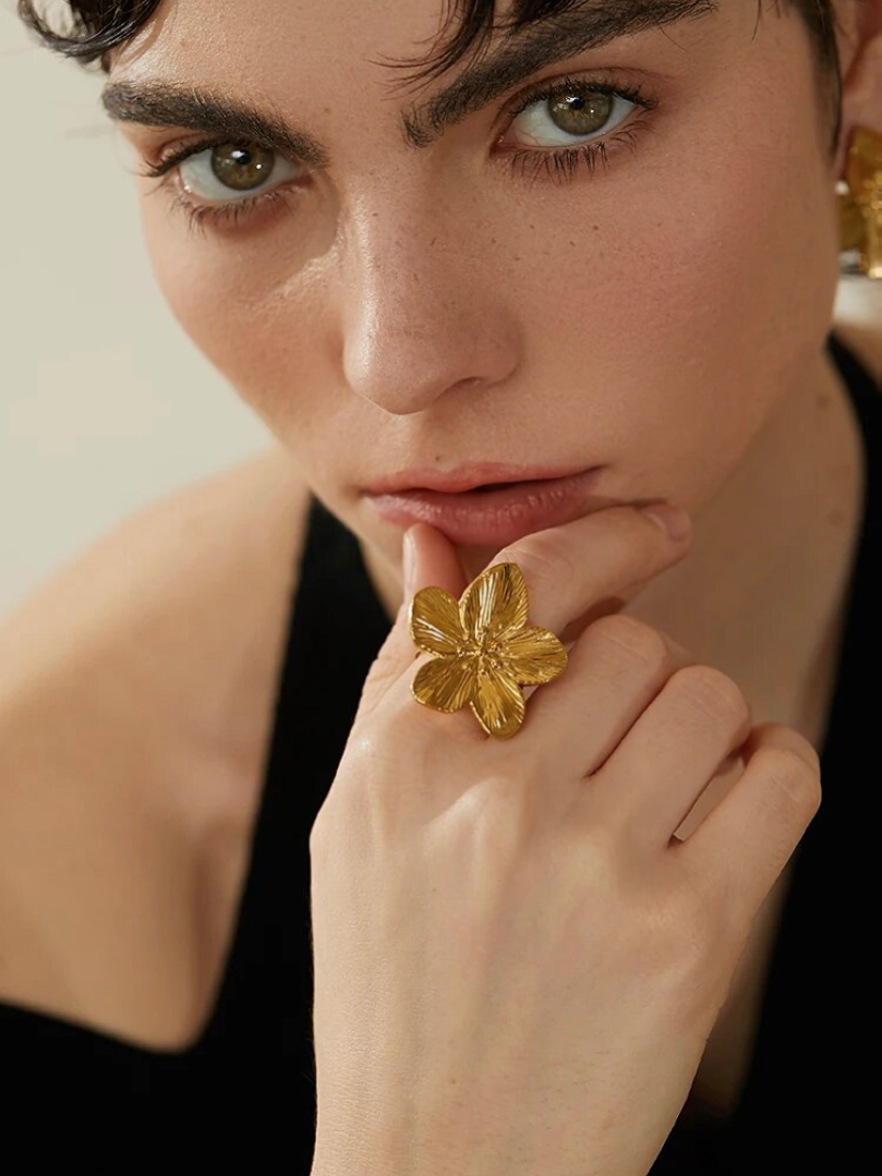 Blossom Gold Flower Statement Ring