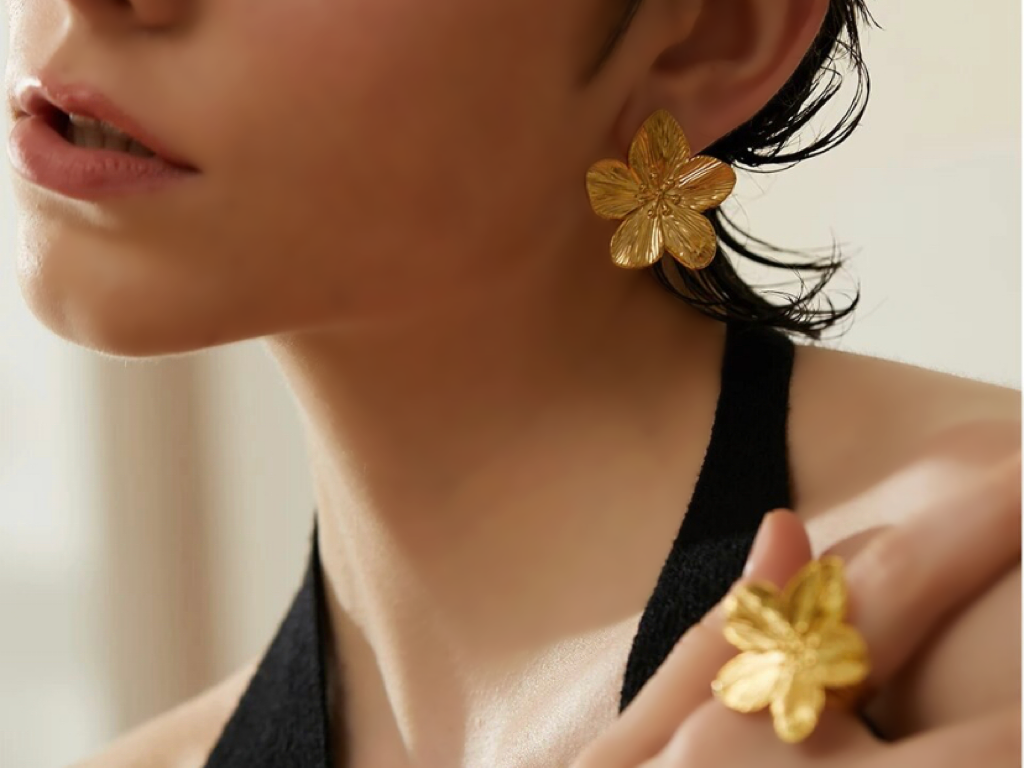 Blossom Gold Flower Statement Earrings