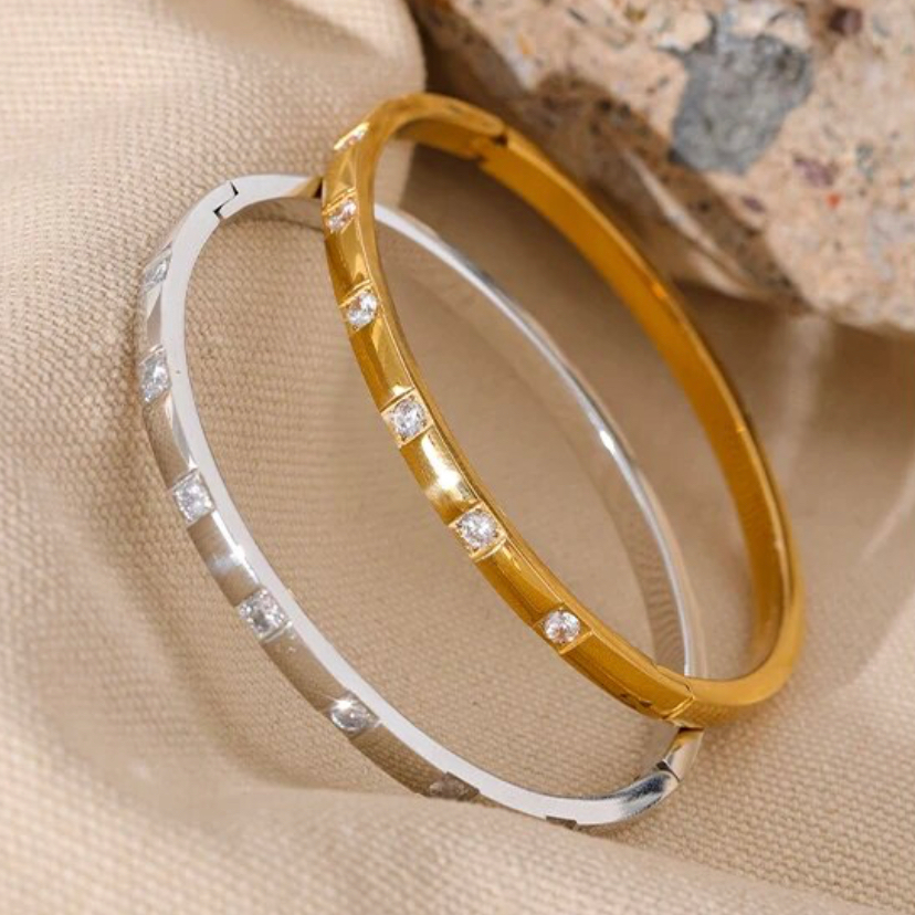 Gold-plated Classic Crystal Bangle Bracelet