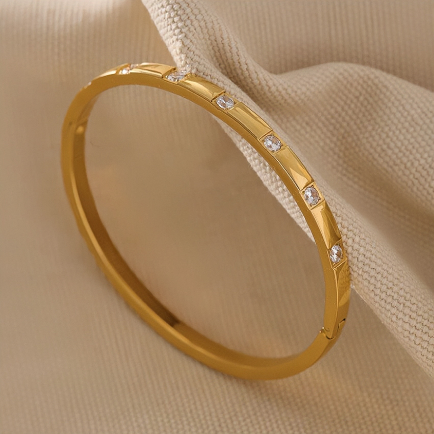 Gold-plated Classic Crystal Bangle Bracelet