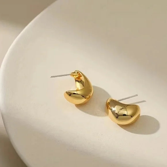 Riveria Small Chunky Crescent Shape Stud Earrings
