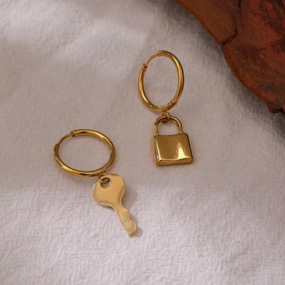Key and Lock Charm Huggies
