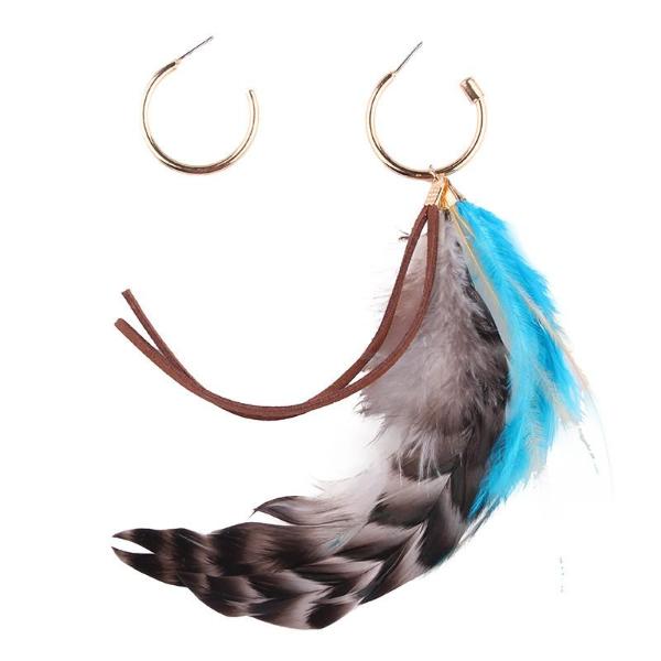 Asymmetric Feather Drop Earrings