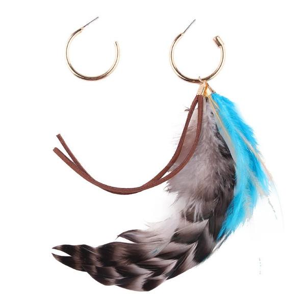 Asymmetric Feather Drop  Earrings