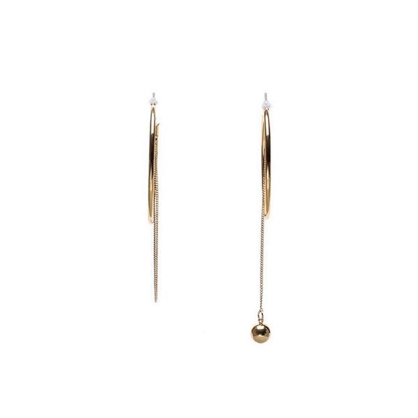 Asymmetric Hoops With Tassel Chain Earrings