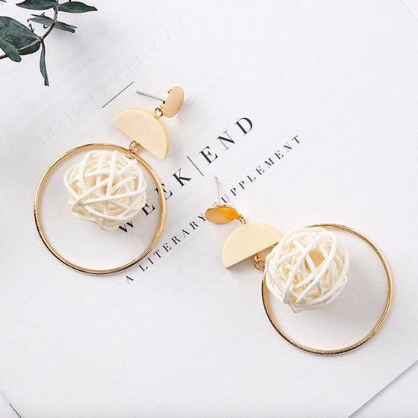 White Braided Geometry Earrings