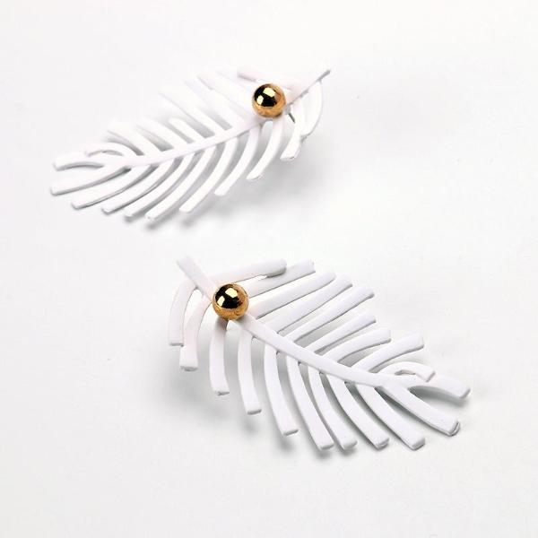 White Leaf Statement Ear Studs