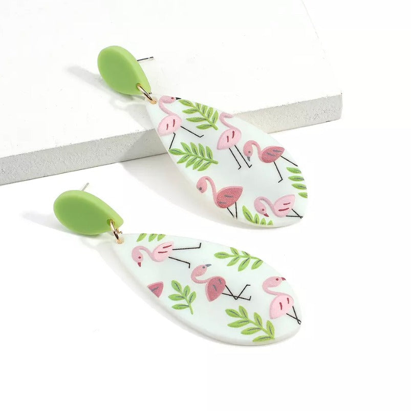 Flamingo Pattern Statement Earrings