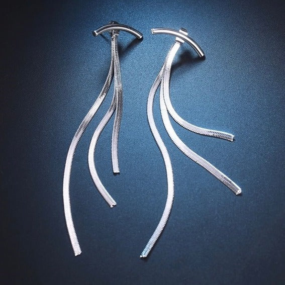 Minimalist Design Long Tassel Drop Earrings