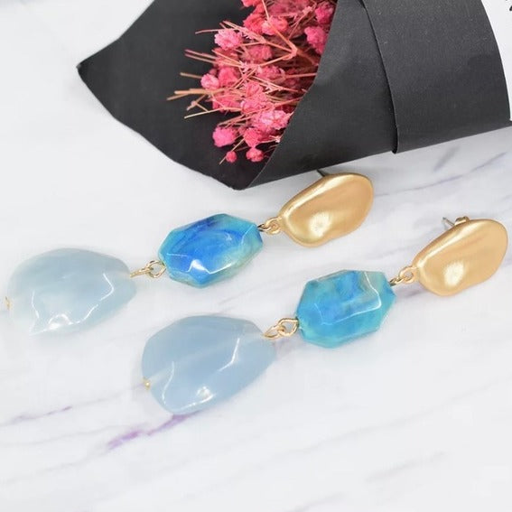 Blue Faux Stone Earrings