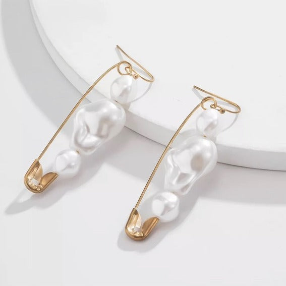 Baroque Style Safety Pin Earrings