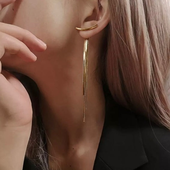 Minimalist Design Long Tassel Drop Earrings