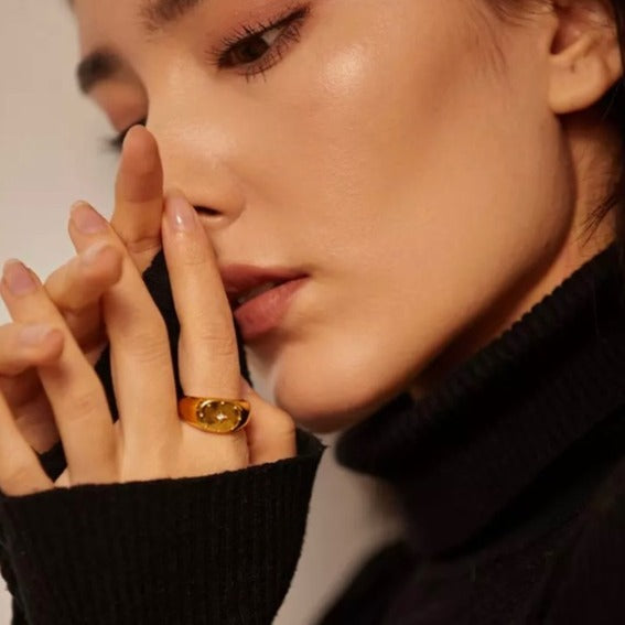 Gold-plated Star Signet Ring