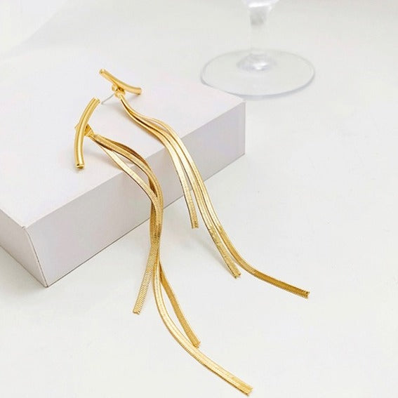 Minimalist Design Long Tassel Drop Earrings
