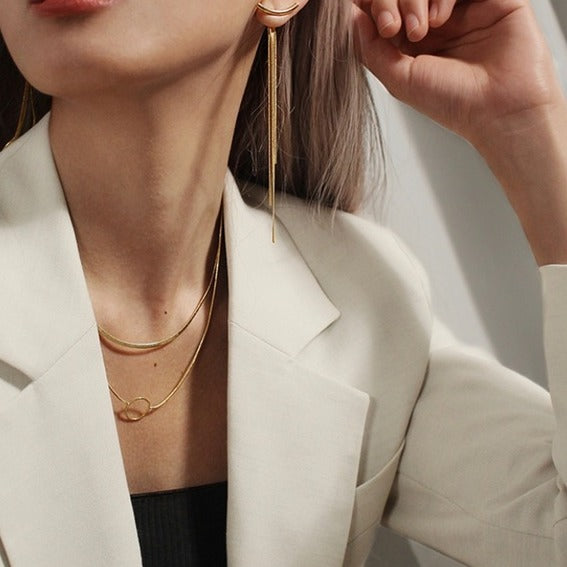 Minimalist Design Long Tassel Drop Earrings