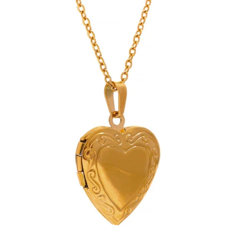 Gold-plated Heart Locket Necklace