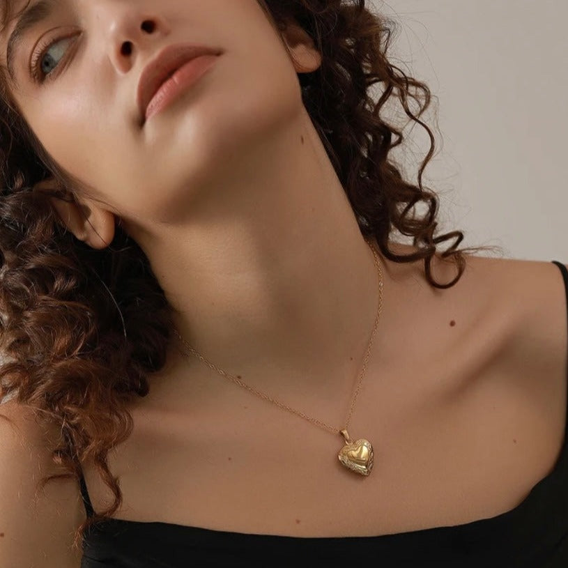 Gold-plated Heart Locket Necklace