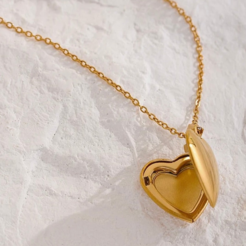 Gold-plated Heart Locket Necklace