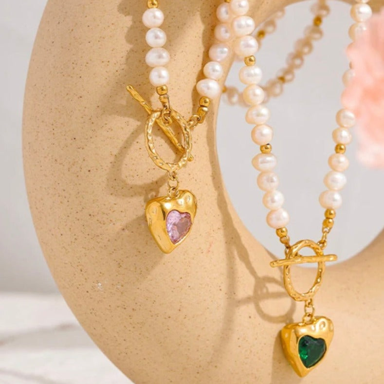 Exquisite Eliza Freshwater Pearl Heart Necklace
