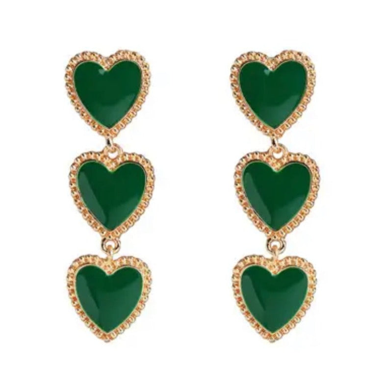 Vintage Style Triple Heart Statement Earrings