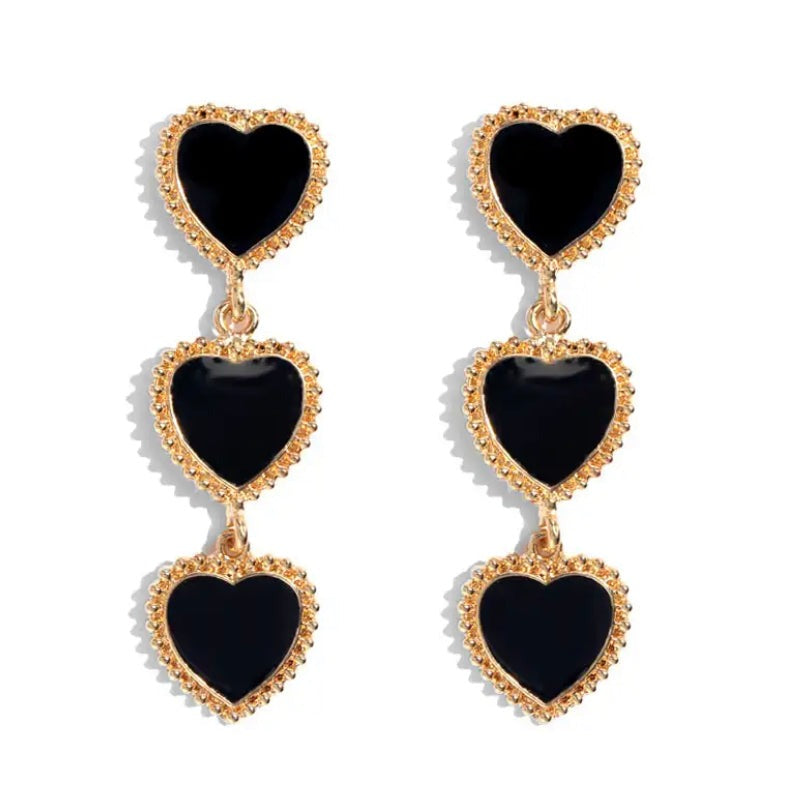 Vintage Style Triple Heart Statement Earrings