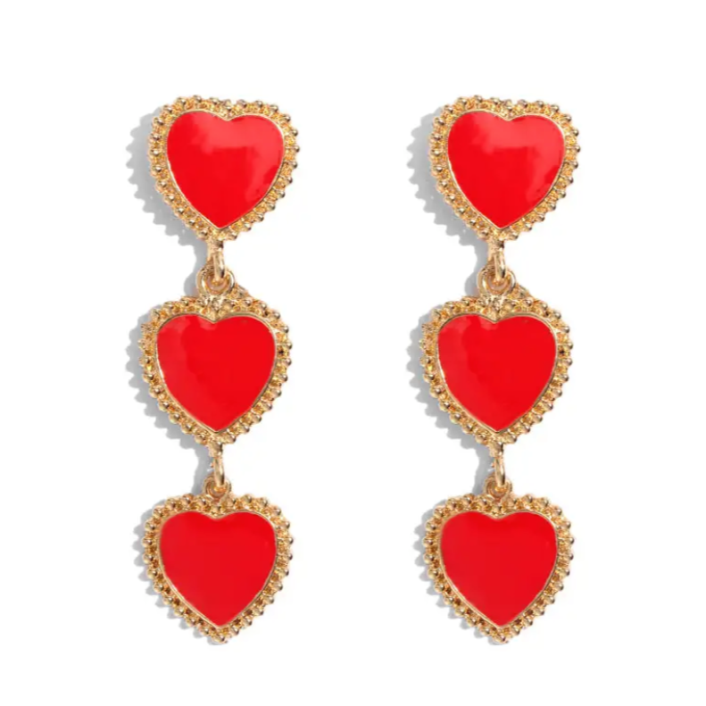 Vintage Style Triple Heart Statement Earrings