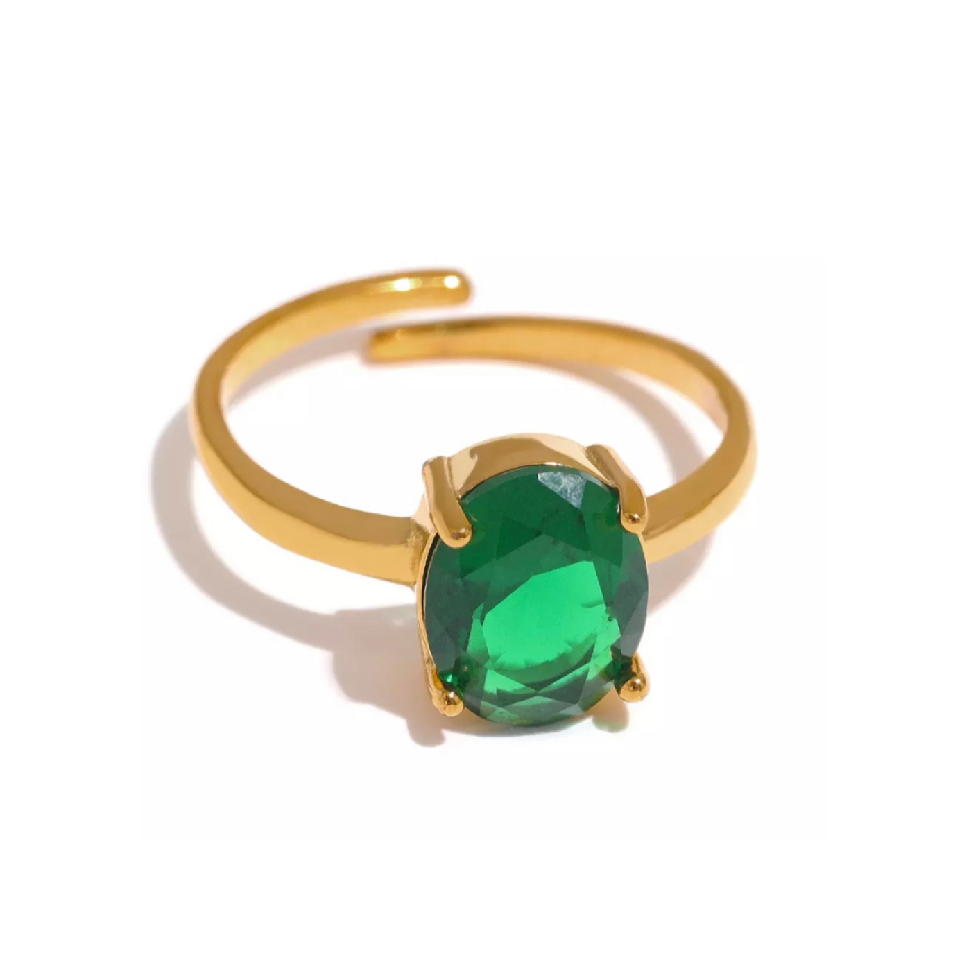 Emalia Gold Plated Oval Shape Crystal Ring