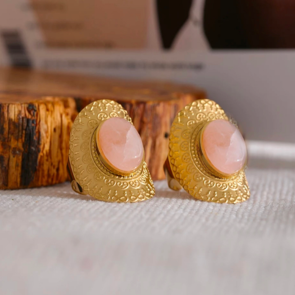 Bohemian Style Pink Stone Enid Statement Ring