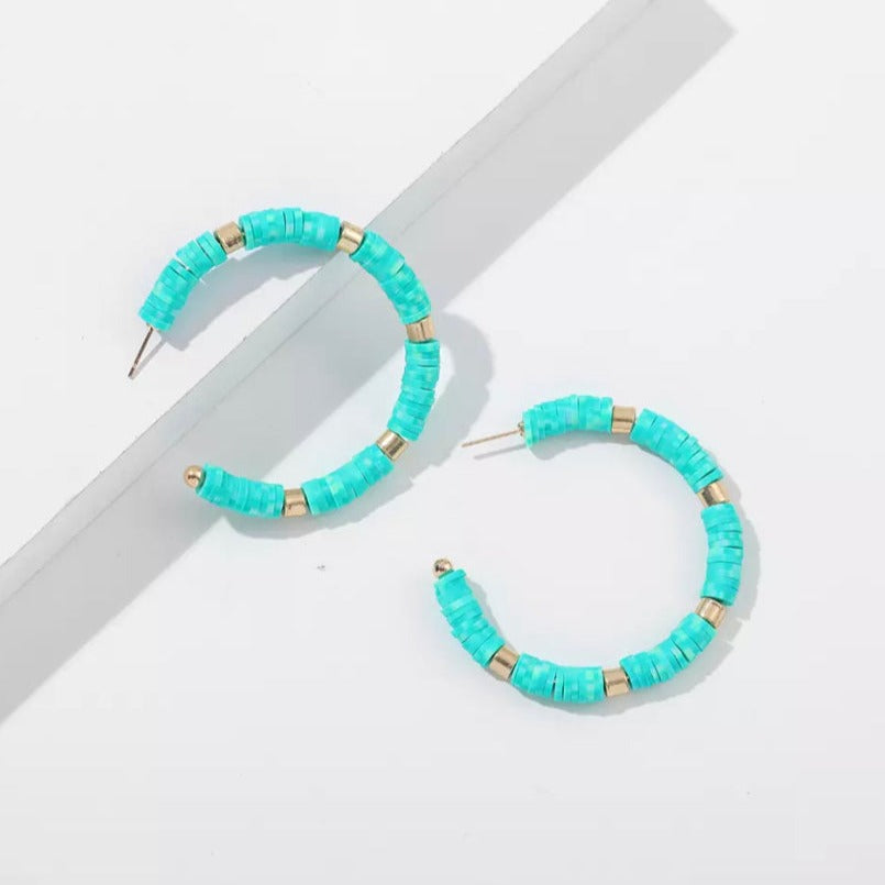 Clay Beaded Large Hoop Statement Earrings