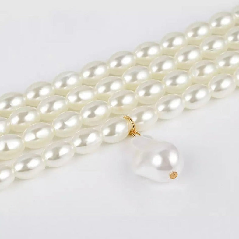 Vintage Style Multi-Layer White Beaded Choker Necklace