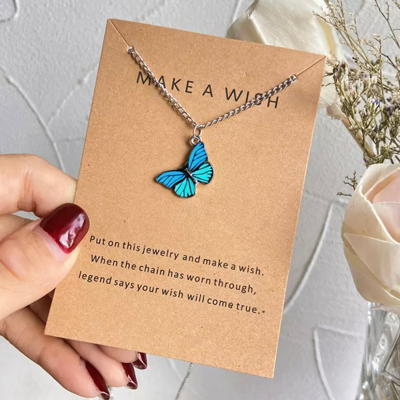 Make A Wish Butterfly Pendant Necklace
