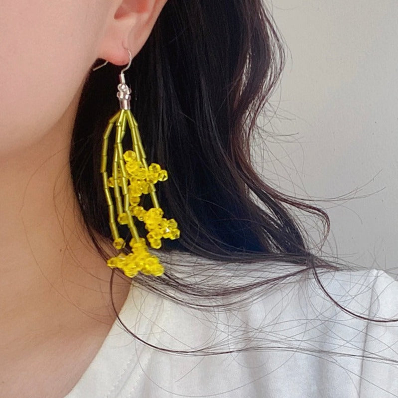 Flora Exquisite Glass Bead Flower Bloom Earrings