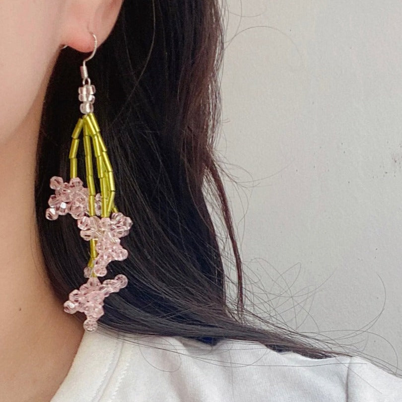 Flora Exquisite Glass Bead Flower Bloom Earrings