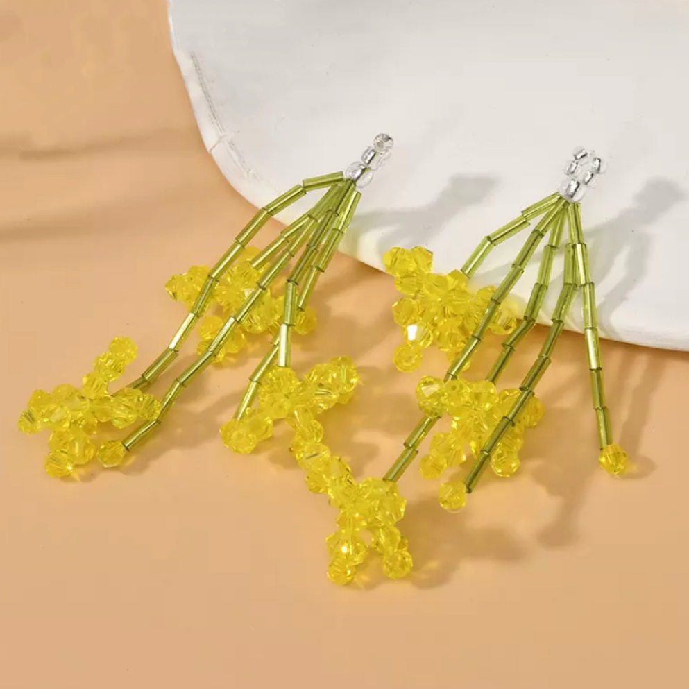 Flora Exquisite Glass Bead Flower Bloom Earrings
