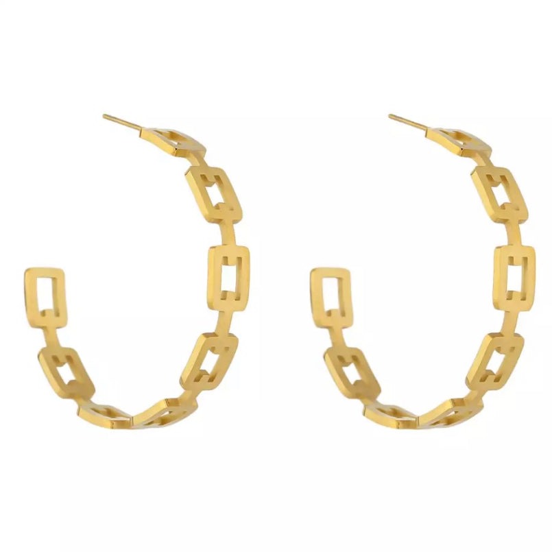Gold-Plated Large Hoop Statement Earrings