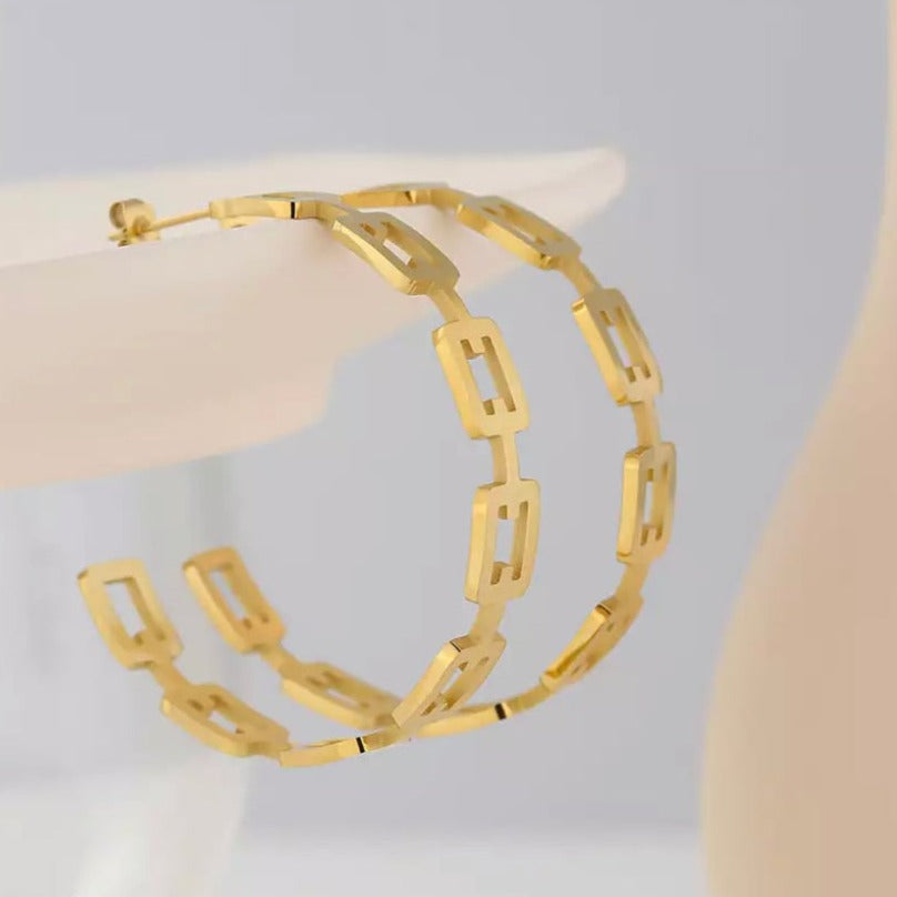 Gold-Plated Large Hoop Statement Earrings