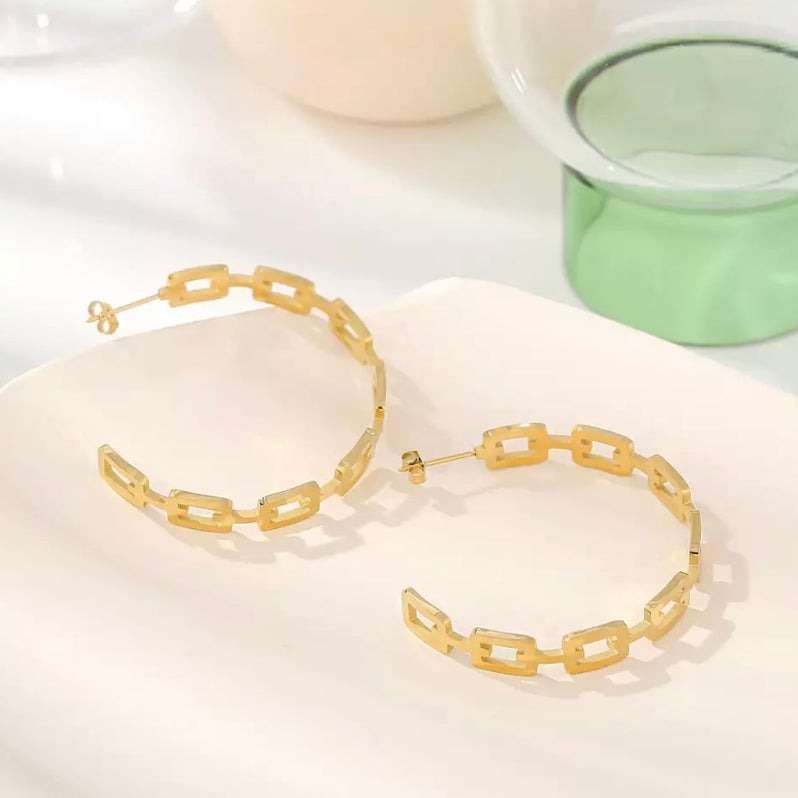 Gold-Plated Large Hoop Statement Earrings