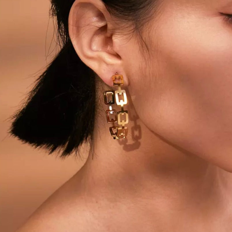 Gold-Plated Large Hoop Statement Earrings